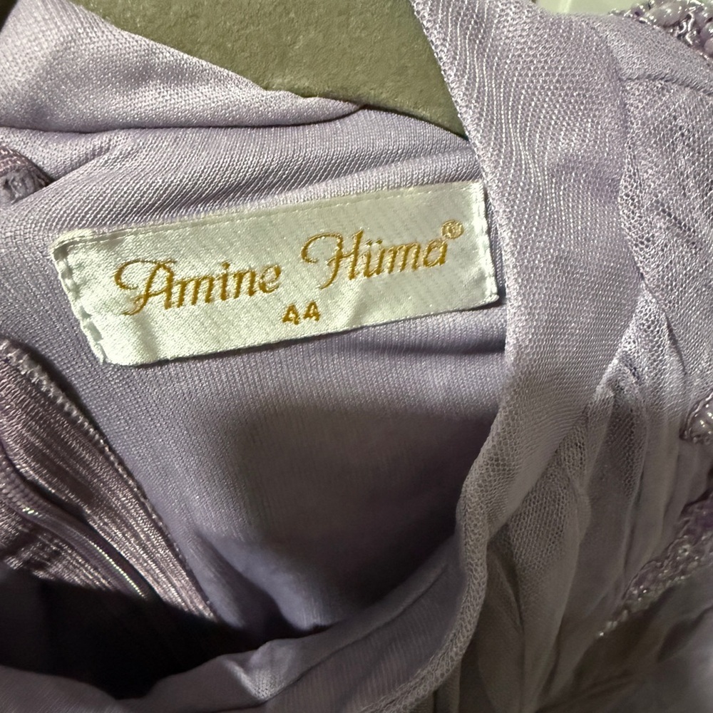Lavender Long-Sleeve Maxi Dress with Sheer Overlay like size 12 Size 44 - Picture 8 of 11